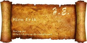 Hirn Erik névjegykártya